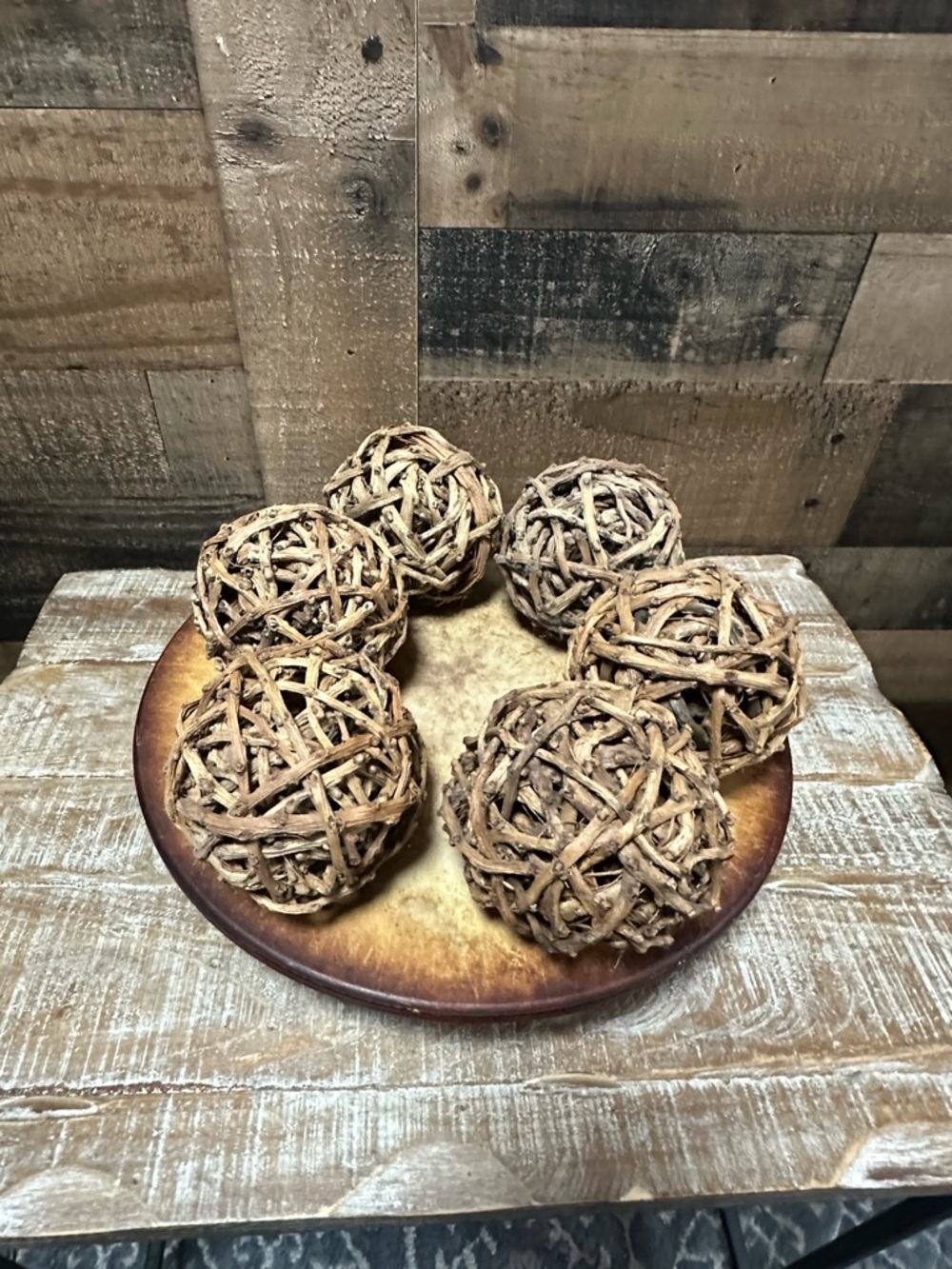 Set of 6 Decorative Natural Wicker Vine Balls Rustic Bowl Filler Farmhouse 4”